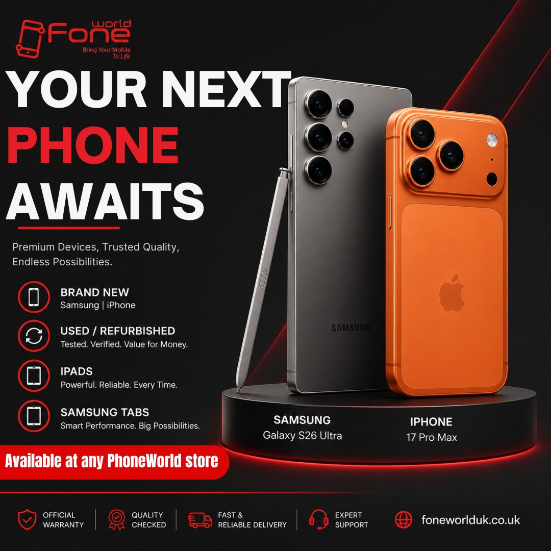 Brand new phones and tablets available at FoneWorld stores